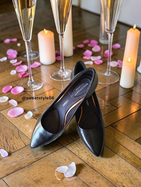 Rockport Shoes - ROCKPORT Black Pointed Leather Pumps, 2 Inch Heel WEDDING READY